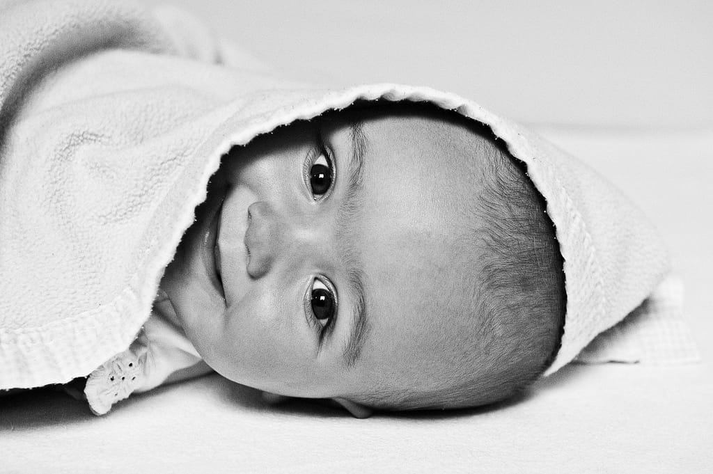 Close-up vom Babygesicht beim Baby Fotoshooting in Hamburg-Altona